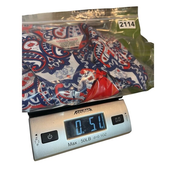 VTG 60s Woolworth Primstyle Blouse NWT Red White Blue Paisley Made in Japan M - Picture 11 of 12